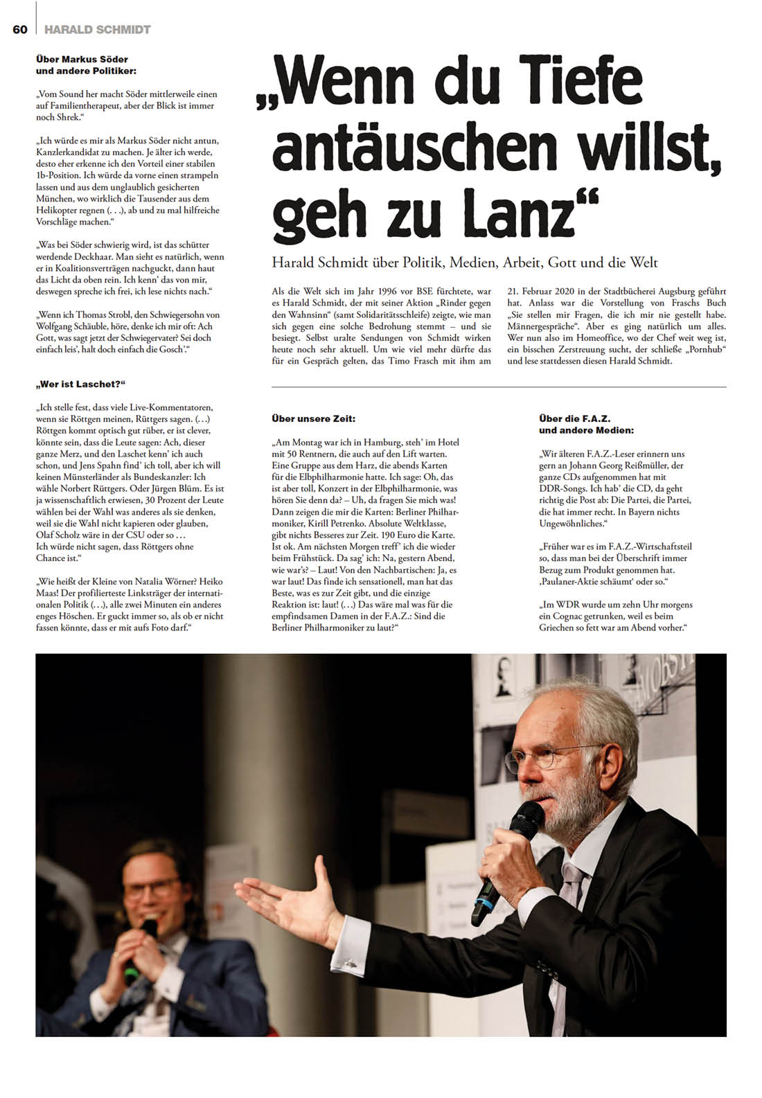 Harald Schmidt für die Frankfurter Allgemeine Zeitung